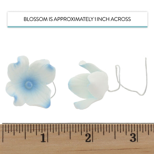 Blue Hydrangea Flowers, Wired, 1-inch, 36 Count
