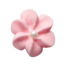 Pink Royal Icing Drop Flowers with Pearl Centers