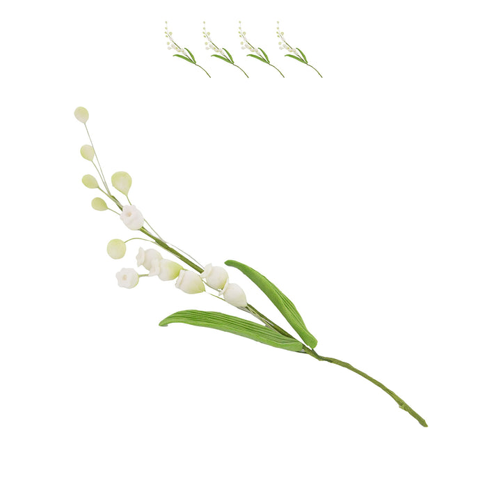 Lily of the Valley Sugar Cake Flower Spray with Leaves, by Global Sugar Art, White