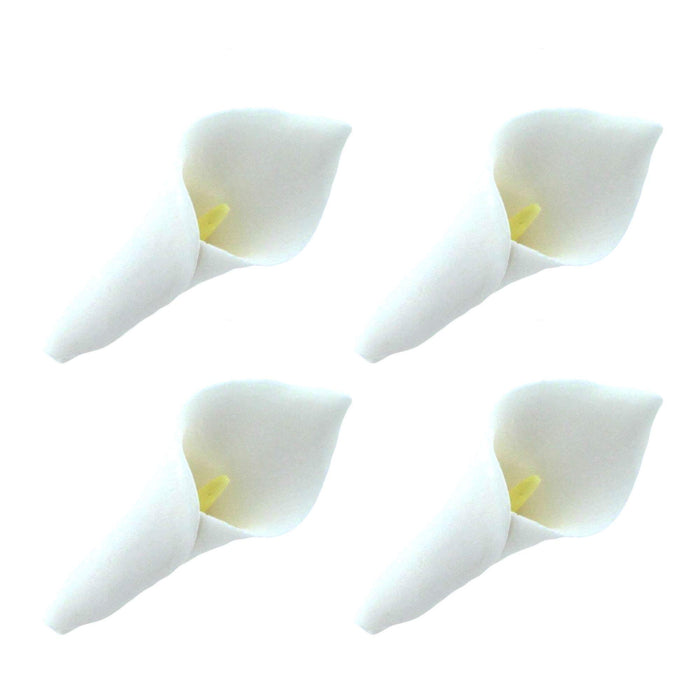 Calla Lily Sugar Cake Flowers by Global Sugar Art, White with Yellow, Unwired, Medium, 18 Count