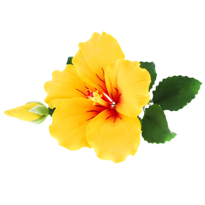 Tropical Hibiscus Sugar Cake Flower Spray by Global Sugar Art, Yellow