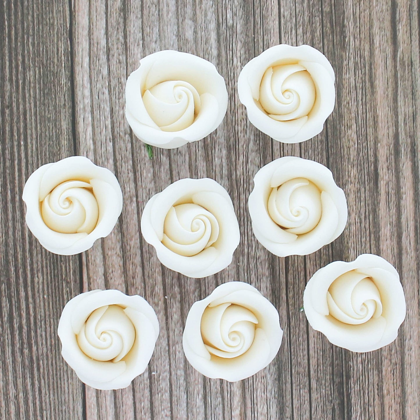 White Rebecca Roses, 1-inch, 8 Count