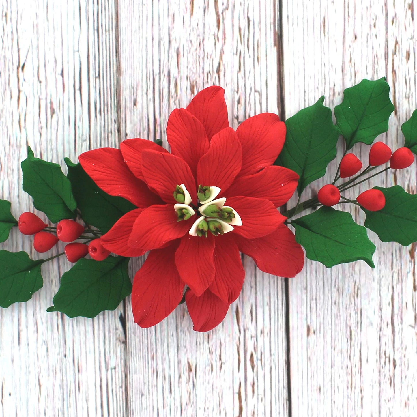 Poinsettia & Holly Leaf Kit, Large with Berries, 3-Piece Set