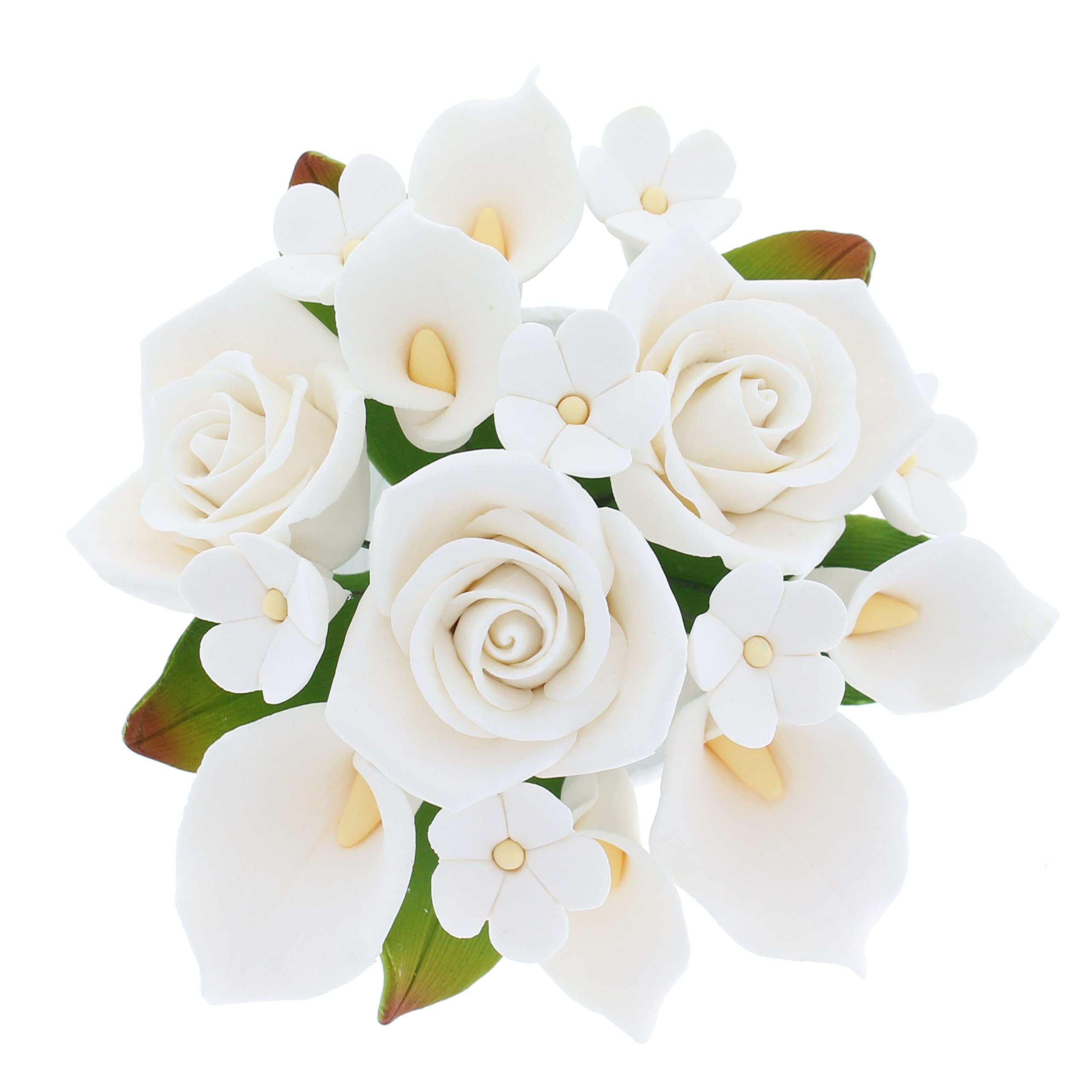 white calla lily and rose bouquet White Calla Lily and Rose Bouquet for Wedding Cakes, 1 Count