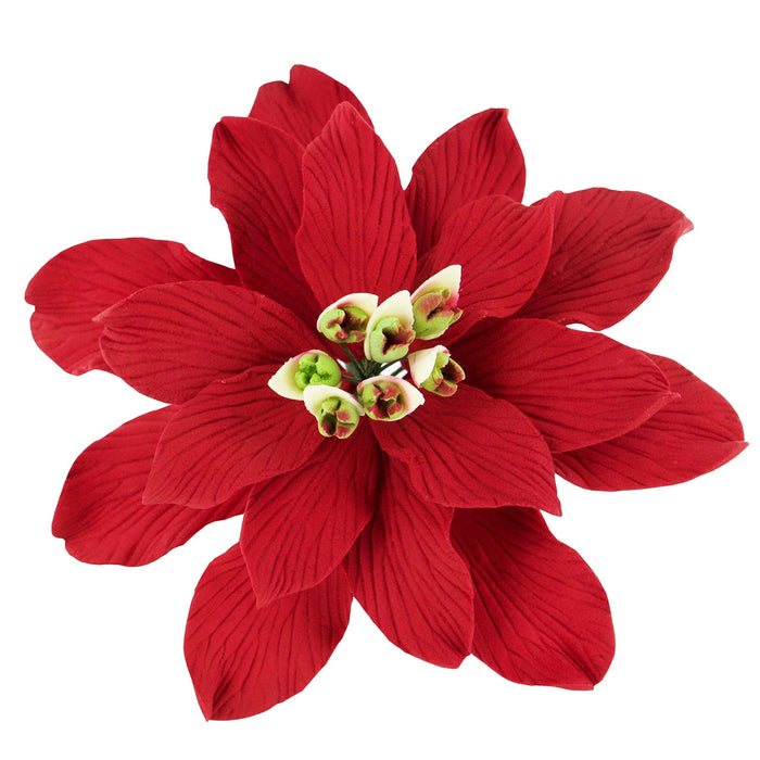 Christmas Poinsettia Sugar Flowers for Cakes, by Global Sugar Art, Large Poinsettia