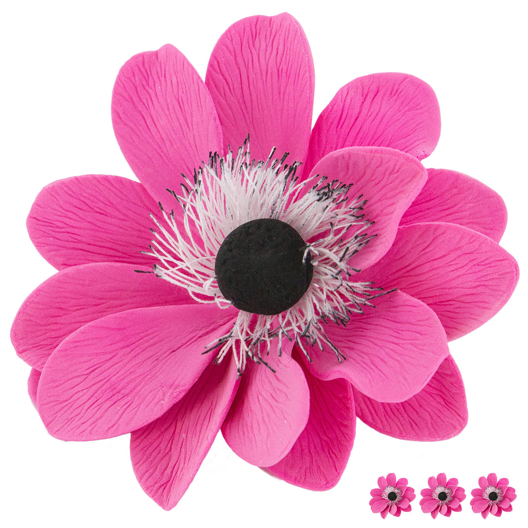 Global Sugar Art Sugar Pink and Black Anemone by Chef Alan Tetreault, 3 Count