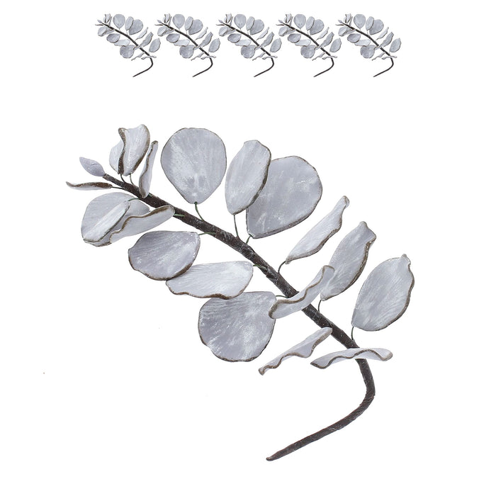Eucalyptus Sugar Flowers for Cake Decorating, by Global Sugar Art, 5 Count, Silver