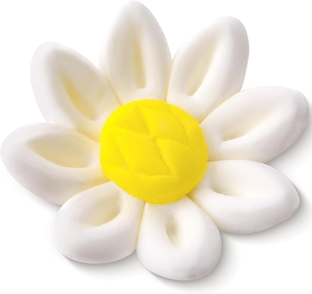 Edible Daisy Cake Decorations, White and Yellow Sugar Flowers, Unwired 3/4 Inch, Daisy Cupcake Toppers, Edible Flowers Cake Decorations by Chef Alan Tetreault, Global Sugar Art