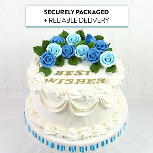 Sky Blue Edible Roses, Premium, 1.5-inch, 12 Count