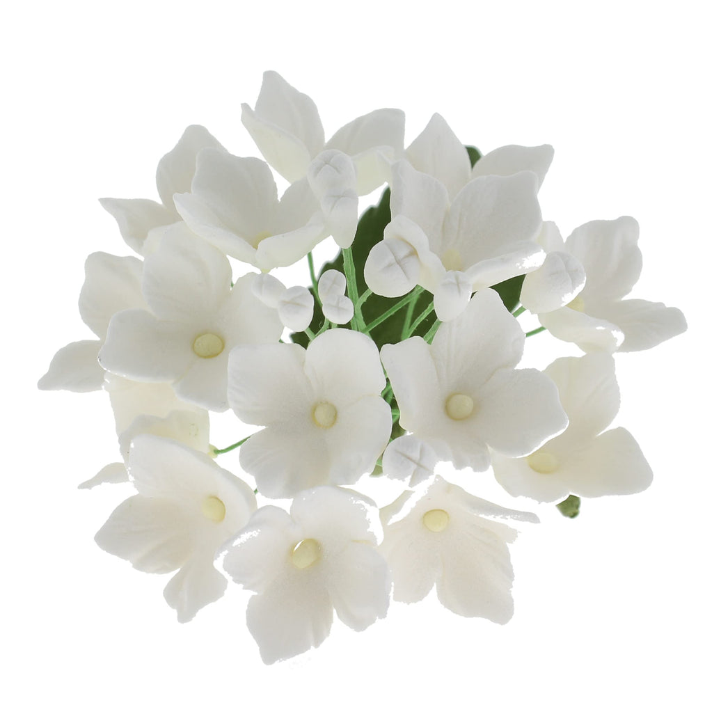 Hydrangea Blossoms Sprays, Sugar Cake Flowers by Global Sugar Art, 4 Count, White