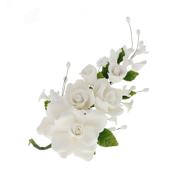 Wedding Cake Spray, Premium Rose Spray by Global Sugar Art, Large, White, 1 Count