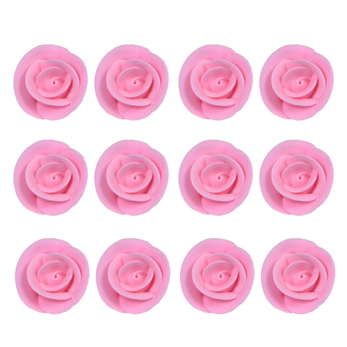 Premium Edible Roses for Cakes and Cupcakes, Sweet Royal Icing Roses, by Global Sugar Art, Pink