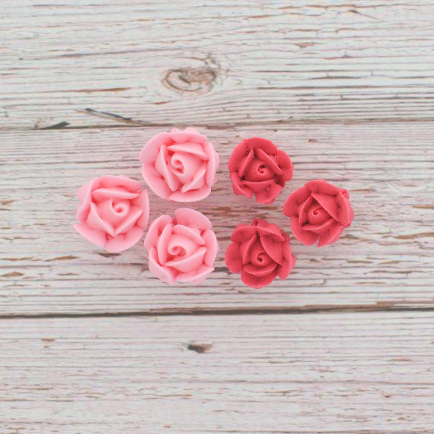 Tiny Red and Pink Rose Toppers, Assorted Sizes, 24 Count