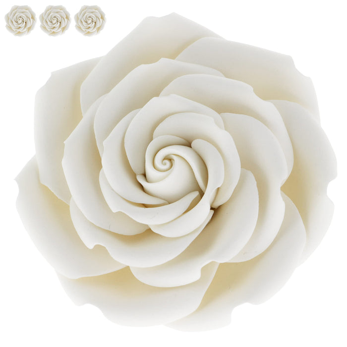 Rebecca Roses, Gum Paste Flowers for Cakes, by Global Sugar Art, White, Large