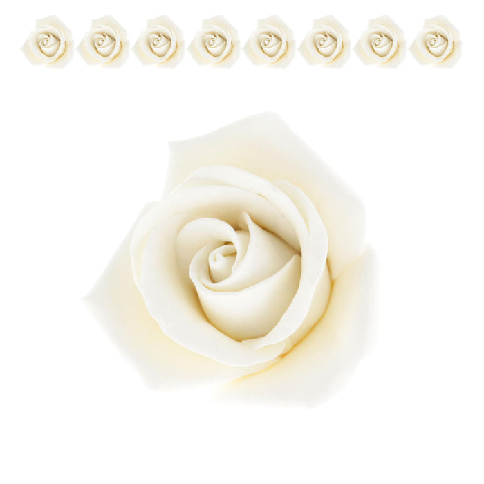 Peace Rose Sugar Flowers for Cake Decorating, by Global Sugar Art, Medium, White