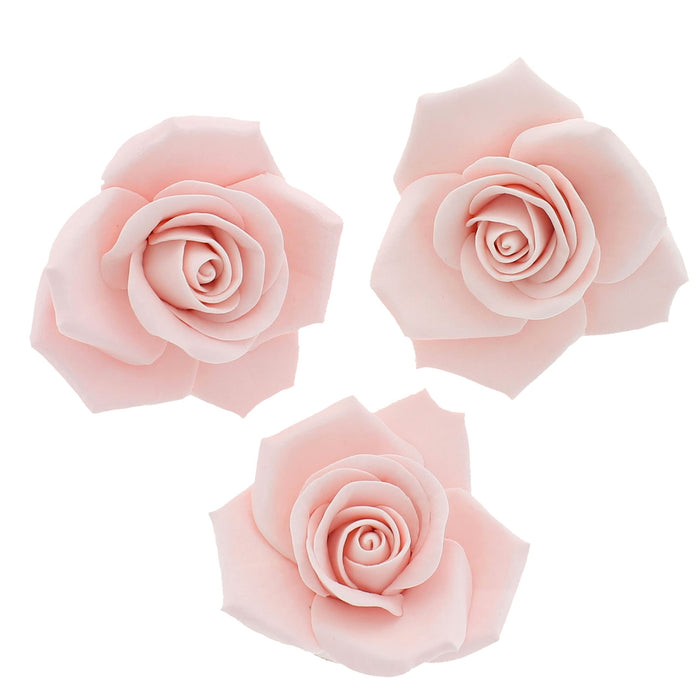 Peace Rose Sugar Flowers for Cake Decorating, by Global Sugar Art, Large, Pink