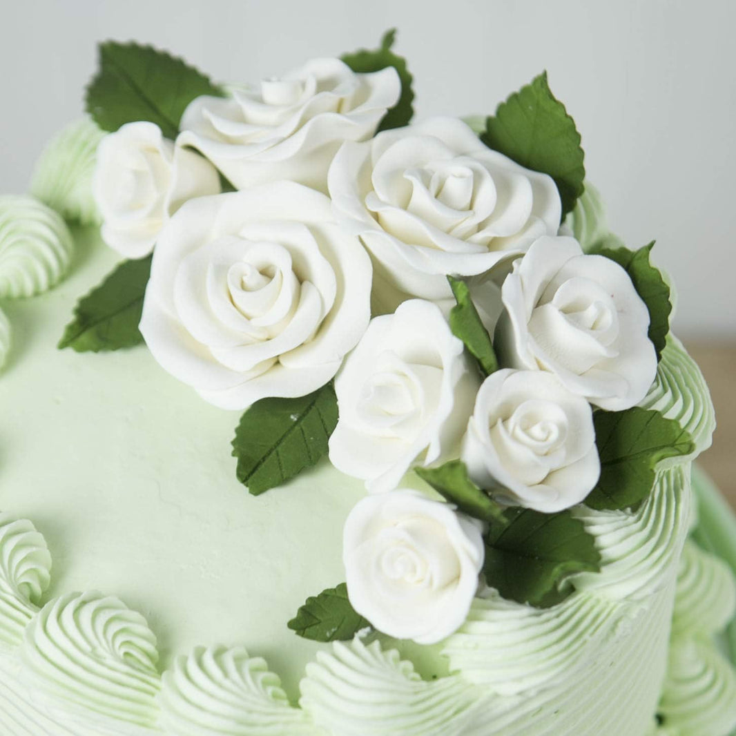 Global Sugar Art Rose Leaf Sugar Cake Leaves, Dark Green, 3 Sizes, by Chef Alan Tetreault