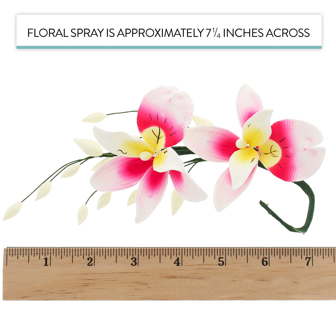 Orchid Sugar Cake Flower Sprays, Deep Pink and Yellow Double Orchid Spray, by Global Sugar Art