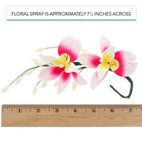 Orchid Sugar Cake Flower Sprays, Deep Pink and Yellow Double Orchid Spray, by Global Sugar Art