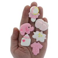 Baby Shower Edible Kosher Royal Icing Decorations for Cakes and Cupcakes, by Global Sugar Art, Baby Girl