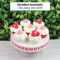 Edible Royal Icing Roses, Two Dozen Roses for Cupcake Decorating, by Global Sugar Art, Pink and Red Rose Set