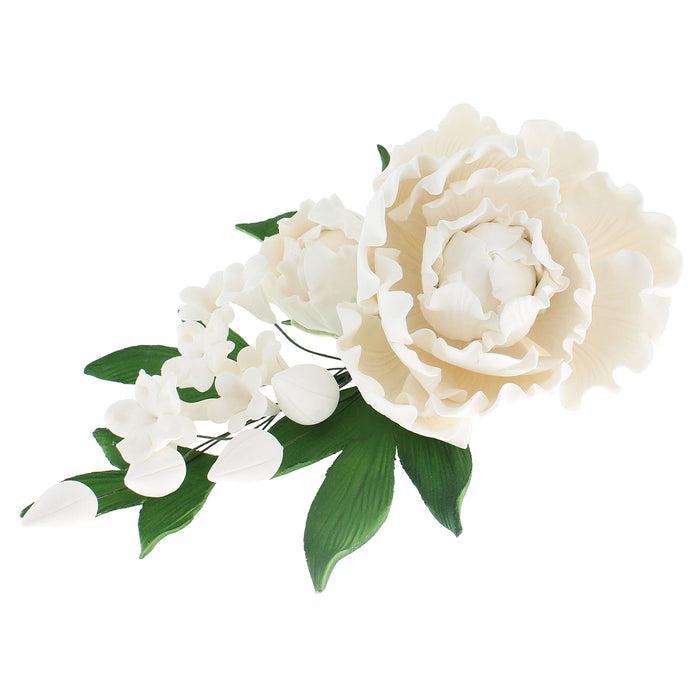Premium Peony Sprays for Cake Decorating by Global Sugar Art, White Closed