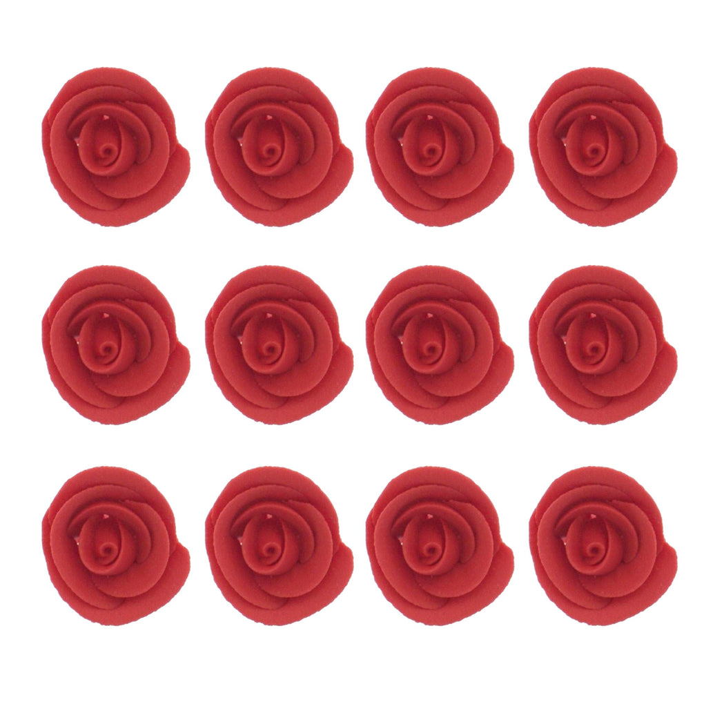 Premium Edible Roses for Cakes and Cupcakes, Sweet Royal Icing Roses, by Global Sugar Art, Red