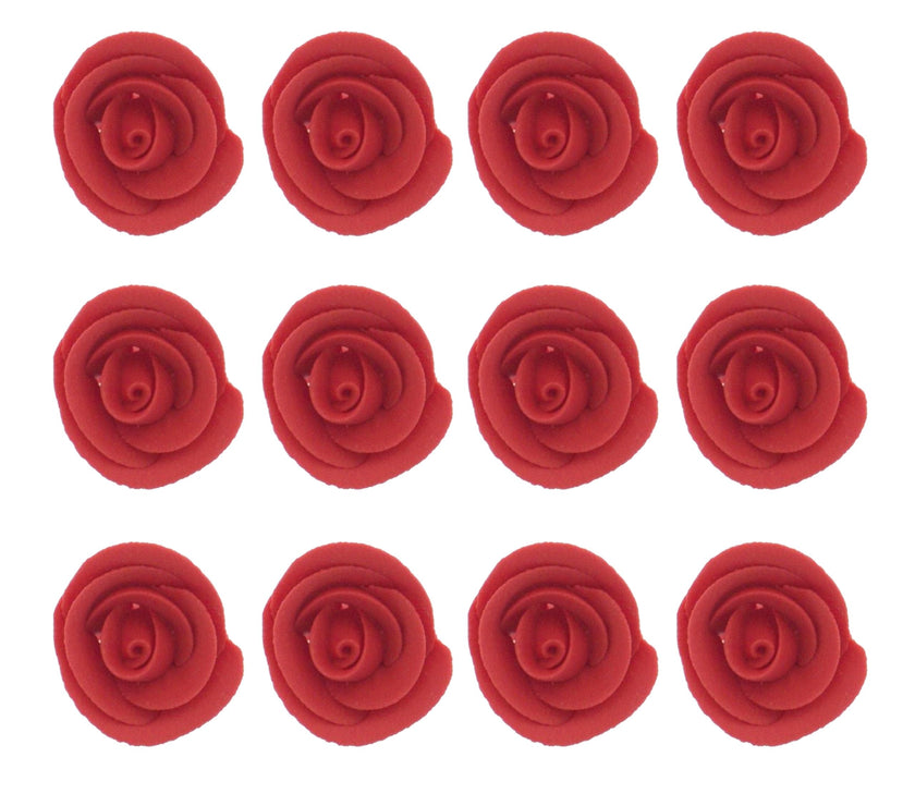 Premium Edible Roses for Cakes and Cupcakes, Sweet Royal Icing Roses, by Global Sugar Art, Red
