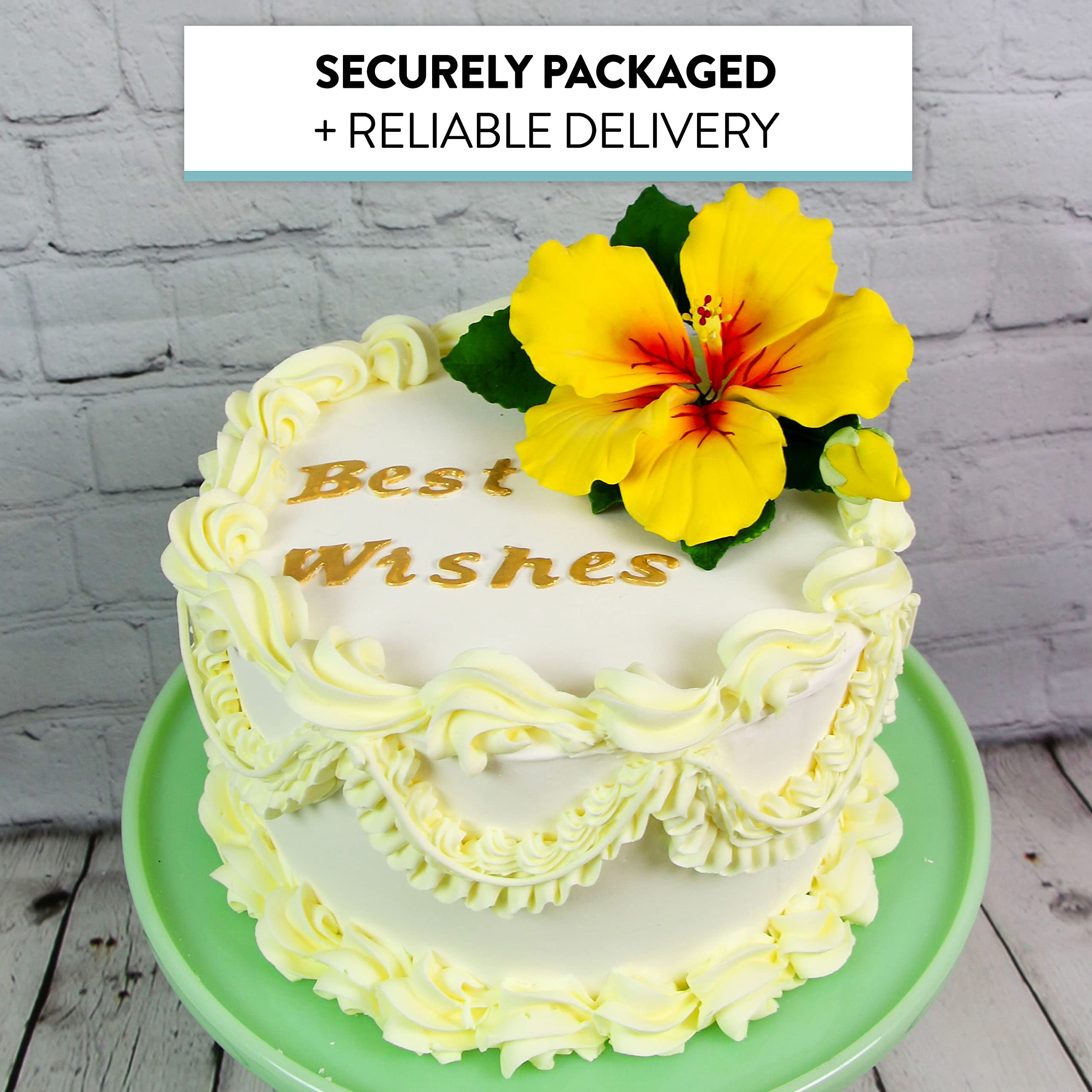 Tropical Hibiscus Sugar Cake Flower Spray by Global Sugar Art, Yellow