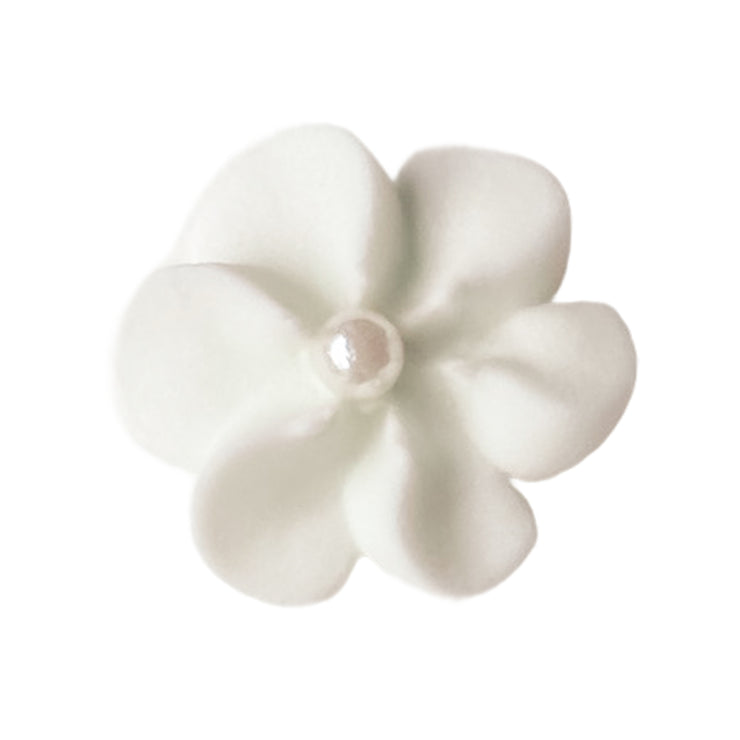 White Royal Icing Drop Flowers with Pearl Centers