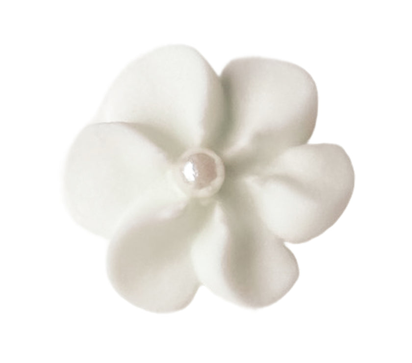 White Royal Icing Drop Flowers with Pearl Centers
