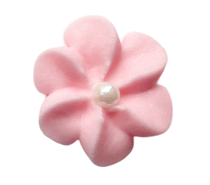 Pink Royal Icing Drop Flowers with Pearl Centers