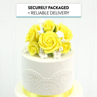 Rose Bouquet Cake Decoration, Elegant Garden Rose Cake Topper, by Global Sugar Art, Yellow