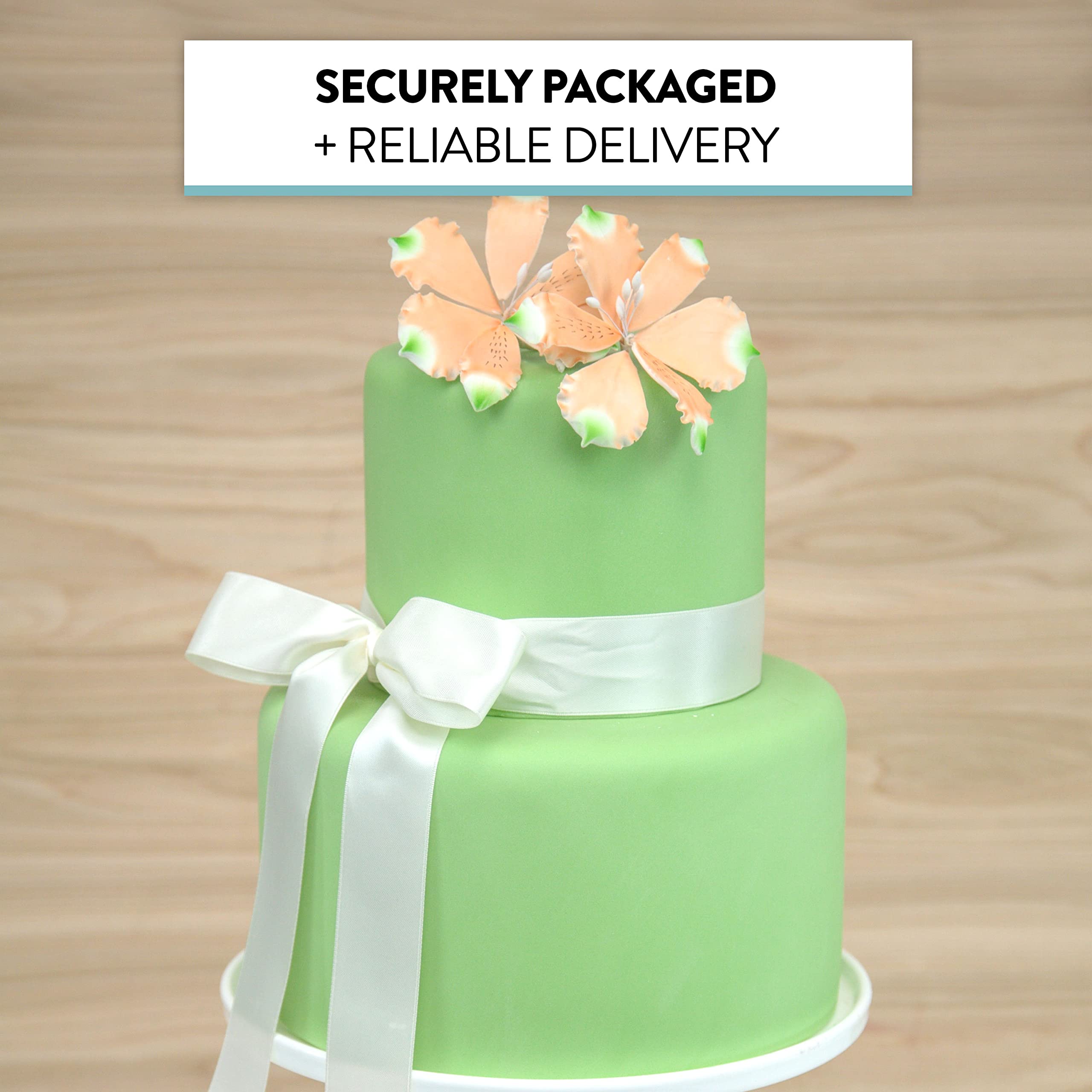 Global Sugar Art Orange Alstroemeria Sugar Cake Flowers by Chef Alan Tetreault, 3 Count