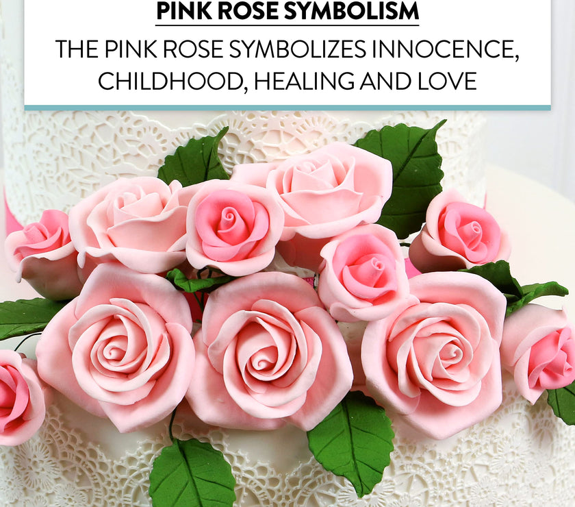 Shrub Rose Sugar Flowers for Cakes, by Global Sugar Art, Small, Pink