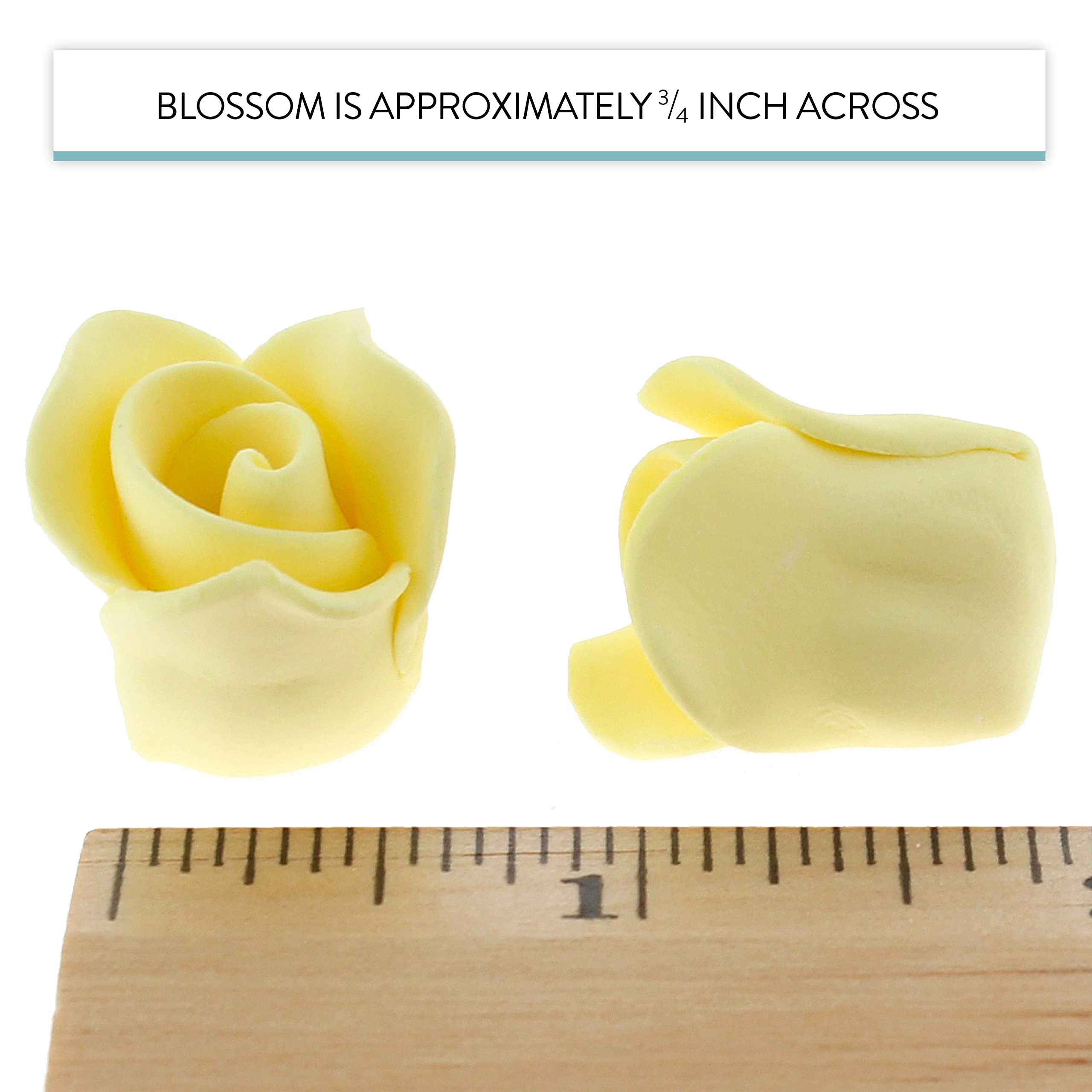 Tiny Rose Sugar Flowers, Edible Cupcake Toppers, Extra Small, by Global Sugar Art, Yellow