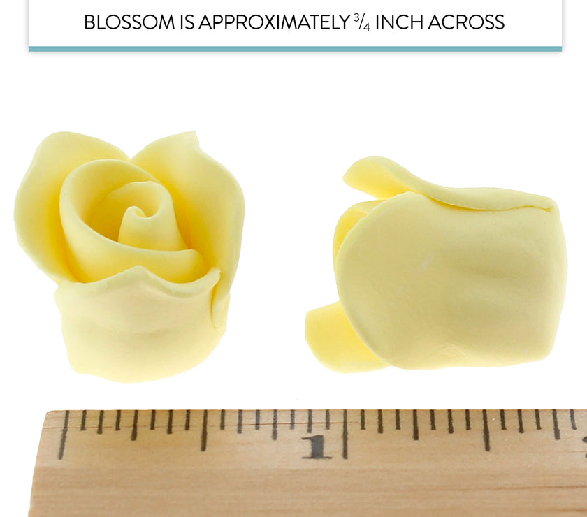 Tiny Rose Sugar Flowers, Edible Cupcake Toppers, Extra Small, by Global Sugar Art, Yellow