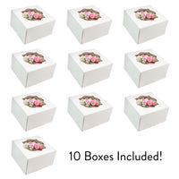 Global Sugar Art Auto-Popup Deep Square Cake Box with Window, 8 x 8 x 5 Inches