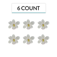 Orchid Sugar Cake Flowers, Pearly Orchids, by Global Sugar Art, Small, White, 6 Count