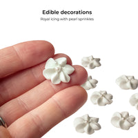 White Royal Icing Drop Flowers with Pearl Centers