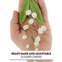 Lily of the Valley Sugar Cake Flower Spray with Leaves, by Global Sugar Art, White