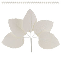 Hydrangea Leaves, Gum Paste Cake Decorations by Global Sugar Art, White, Multiple Sizes