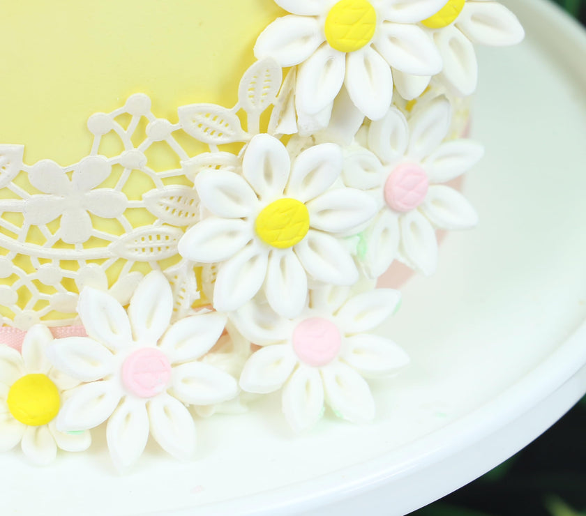 Edible Daisy Cake Decorations, White and Pink Sugar Flowers, Unwired 1 Inch, Daisy Cupcake Toppers, Edible Flowers Cake Decorations by Chef Alan Tetreault, Global Sugar Art