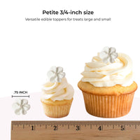 White Royal Icing Drop Flowers with Pearl Centers