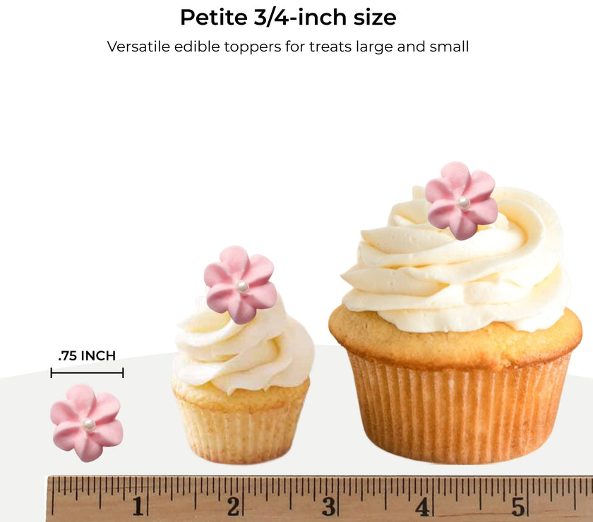 Pink Royal Icing Drop Flowers with Pearl Centers