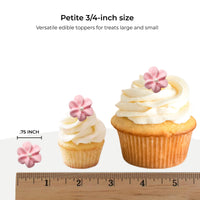 Pink Royal Icing Drop Flowers with Pearl Centers