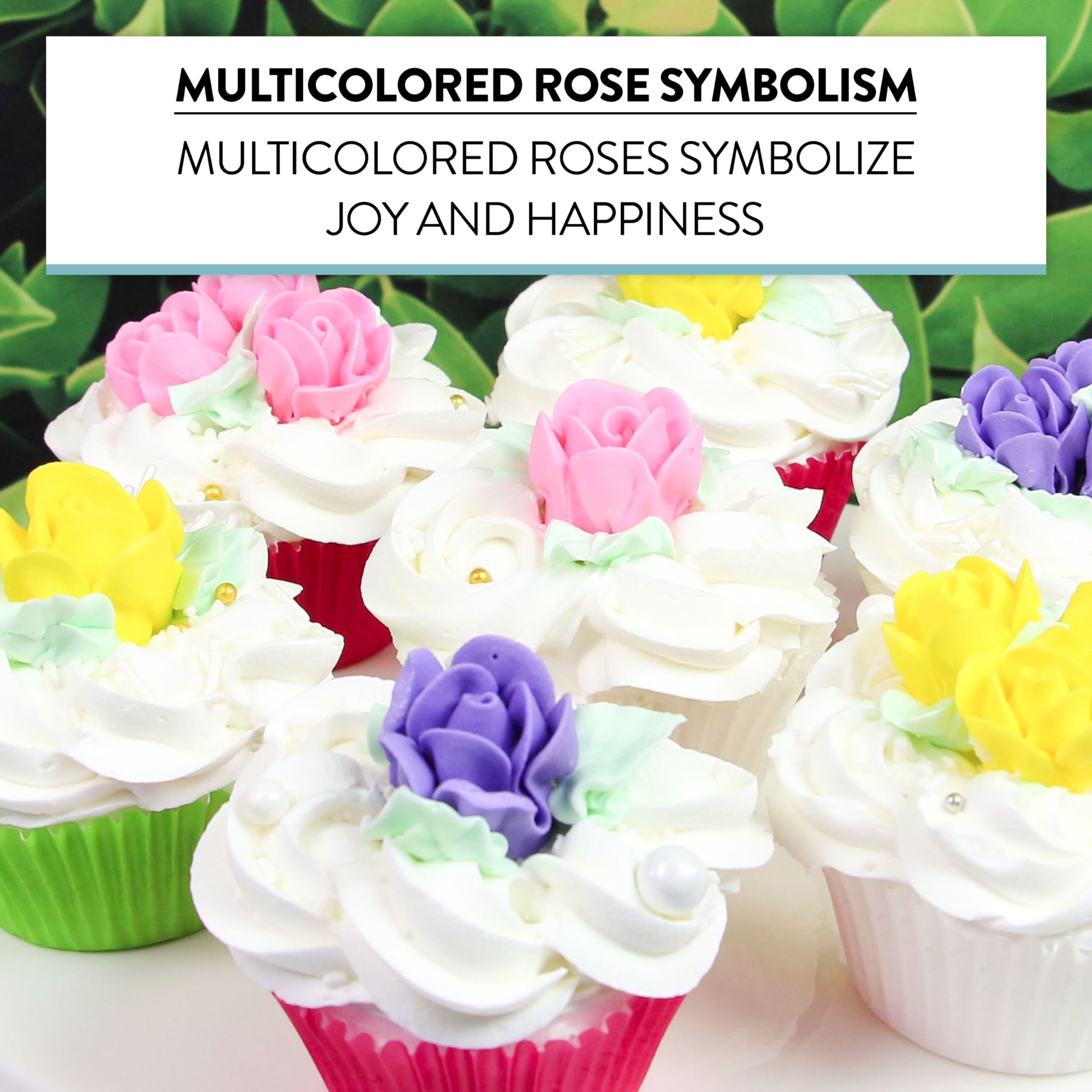 Edible Royal Icing Roses, Two Dozen Roses for Cupcake Decorating, by Global Sugar Art, Pink, Lavender, & Yellow Rose Set