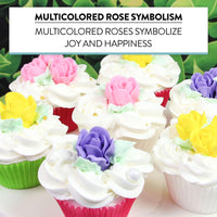 Edible Royal Icing Roses, Two Dozen Roses for Cupcake Decorating, by Global Sugar Art, Pink, Lavender, & Yellow Rose Set