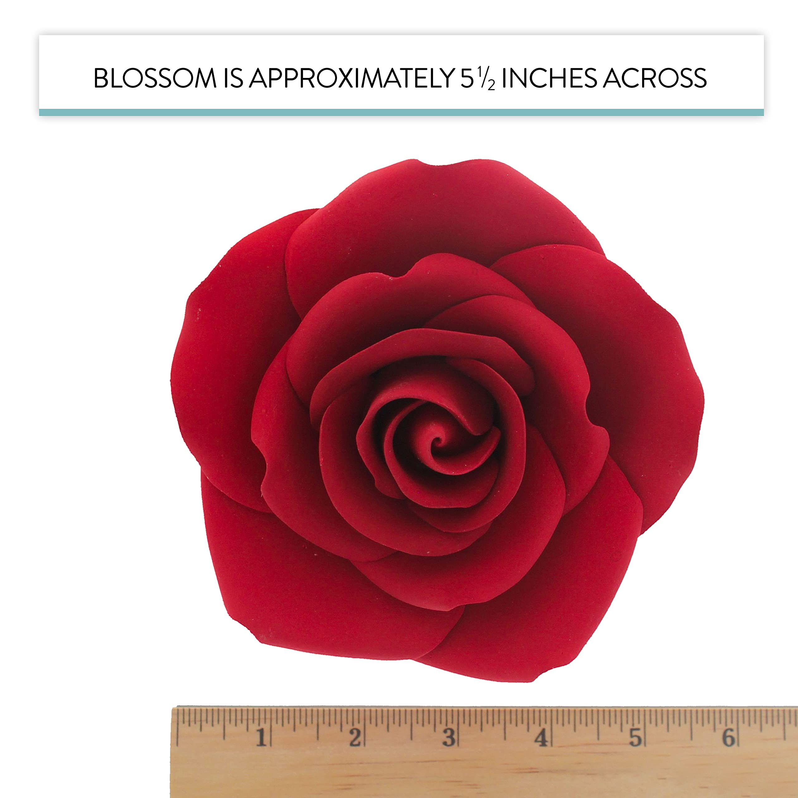 Jumbo Rose Sugar Cake Flowers by Global Sugar Art, Red