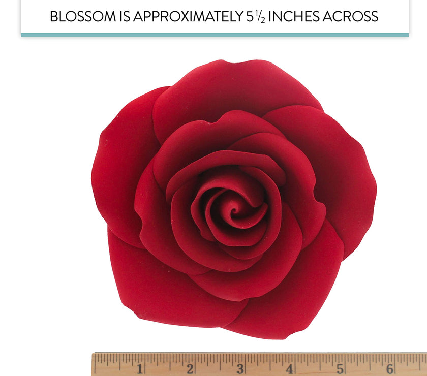 Jumbo Rose Sugar Cake Flowers by Global Sugar Art, Red